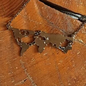 Travel the Map Necklace - Dark Silver